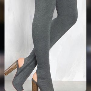 Thigh high peep toe booties